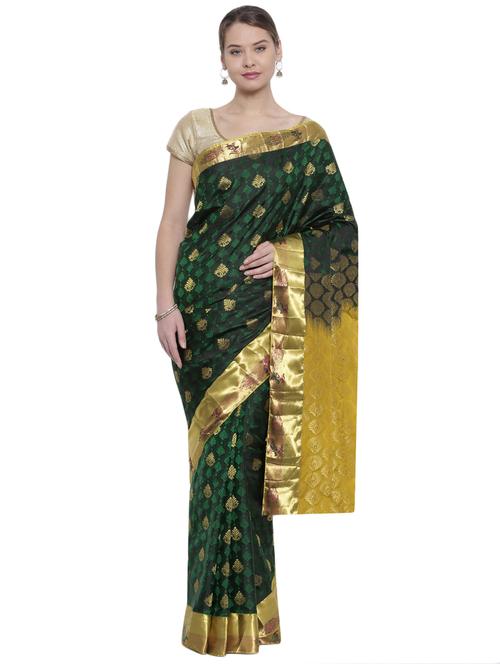 ethnic zari motif green kanjivaram saree - 15966763 - Very Small Image - 1