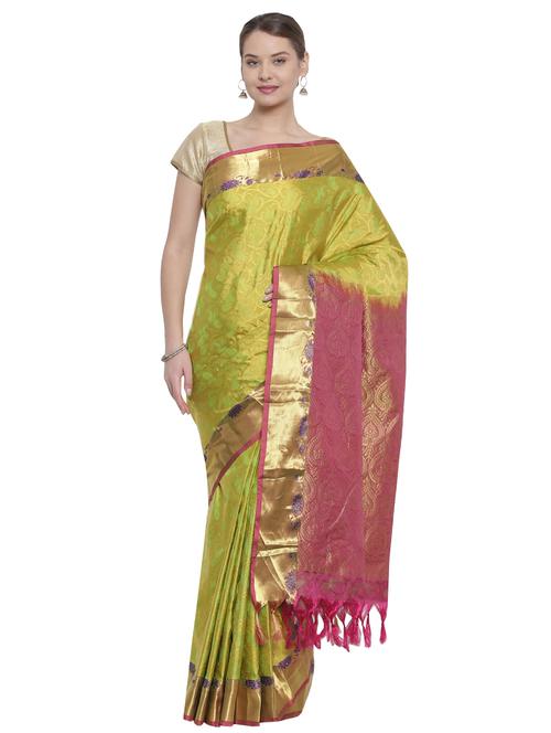 zari border green kanjivaram saree - 15966767 - Very Small Image - 1