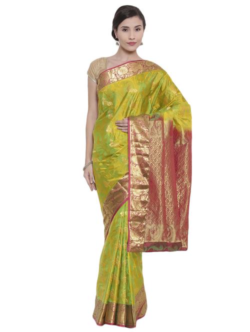 floral zari border green kanjivaram saree - 15966770 - Very Small Image - 1
