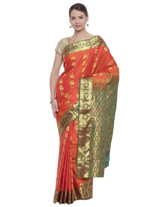 paisley zari motif orange kanjivaram saree - 15966772 - Very Small Image - 1