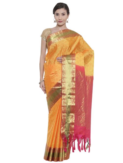 zari border yellow kanjivaram saree - 15966779 - Very Small Image - 1