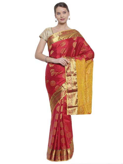 ethnic zari motif red kanjivaram saree - 15966788 - Very Small Image - 1
