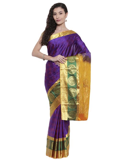 zari border purple kanjivaram saree - 15966797 - Very Small Image - 1