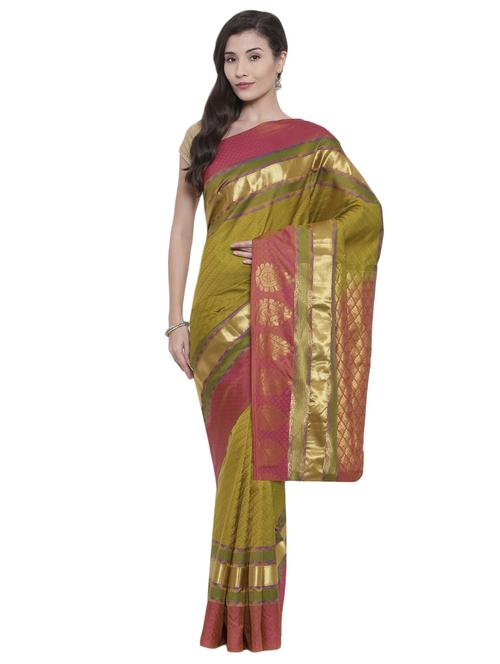 contrast zari border green kanjivaram saree - 15966808 - Very Small Image - 1