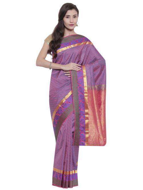 floral zari border purple kanjivaram saree - 15966811 - Very Small Image - 1
