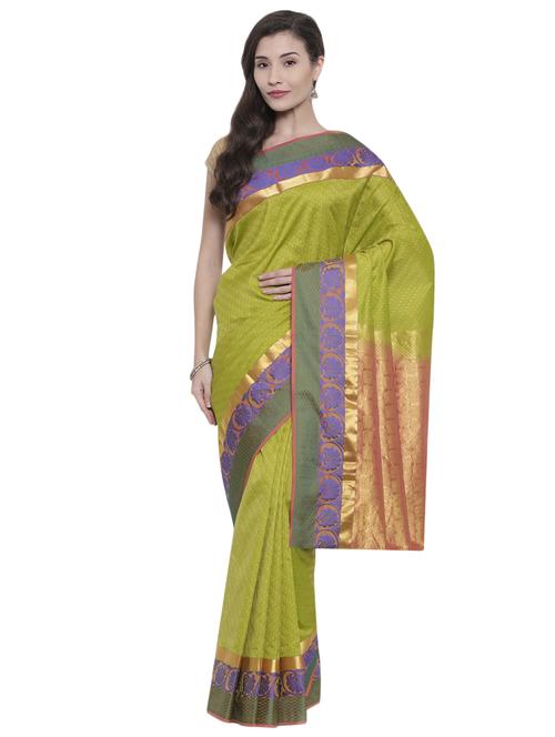 floral zari border green kanjivaram saree - 15966814 - Very Small Image - 1