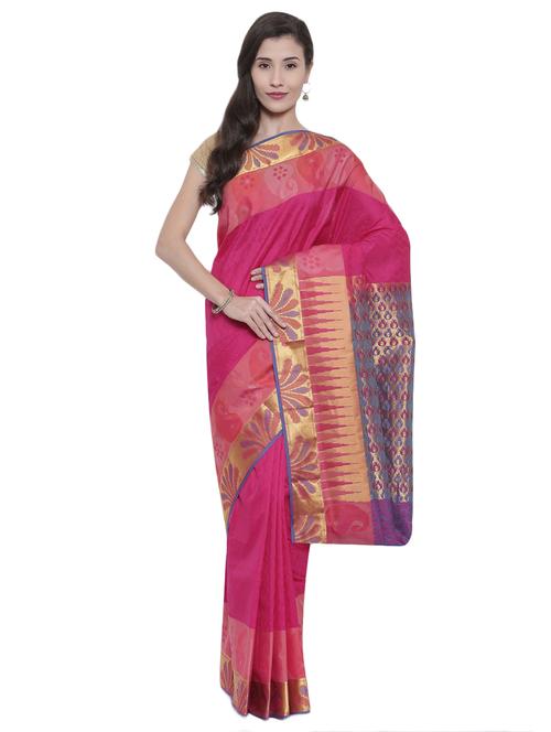 paisley border magenta kanjivaram saree - 15966816 - Very Small Image - 1