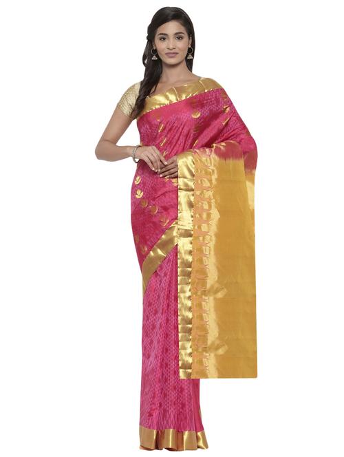 ethnic zari motif pink kanjivaram saree - 15966829 - Very Small Image - 1