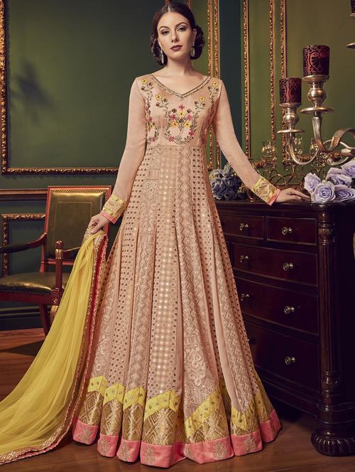 tonal embroidered semi-stitched suit - 15967041 - Very Small Image - 1