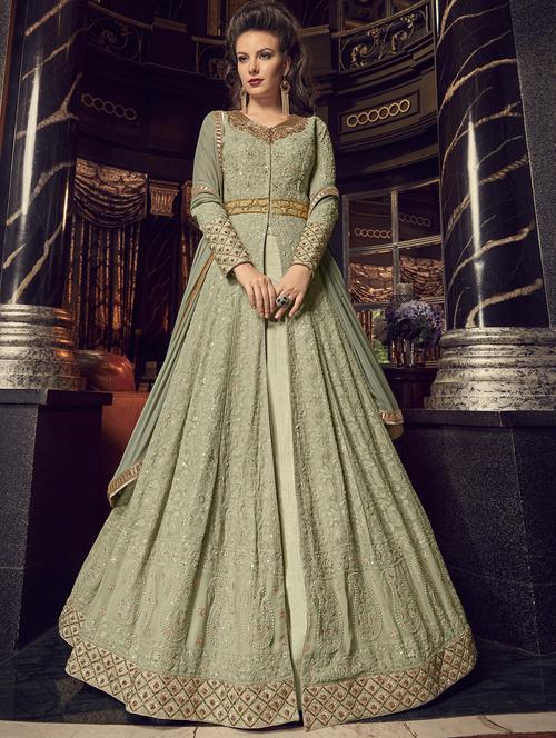 tonal embroidered kalidaar skirt suit - 15967043 - Very Small Image - 1