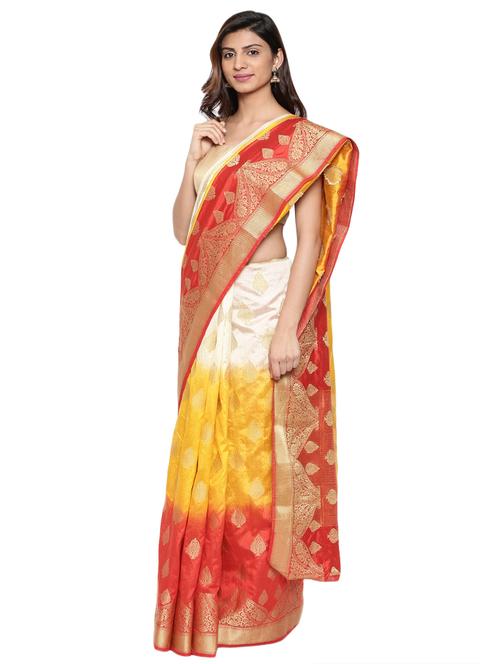 contrast shades zari banarasi saree - 15967171 - Very Small Image - 1