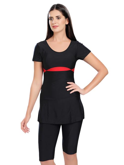contrast detail functional swimsuit - 15967239 - Very Small Image - 1