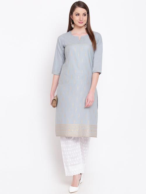 foil print straight kurta - 15967343 - Very Small Image - 1