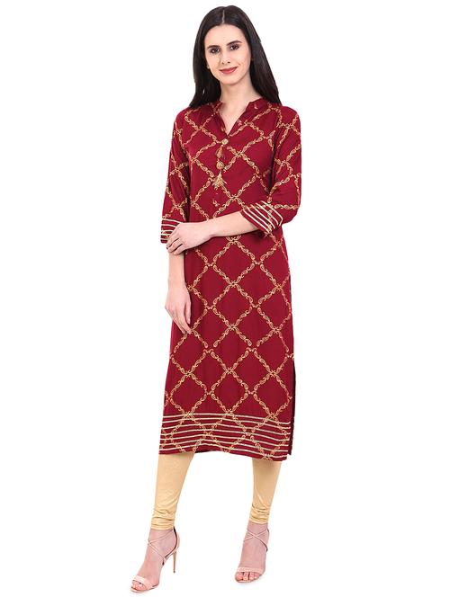 foil print straight kurta - 15967566 - Very Small Image - 1