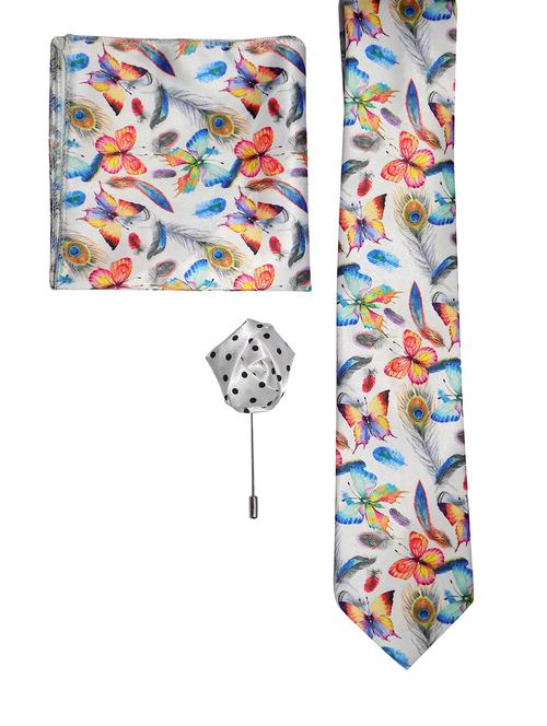 set of micro fiber tie, pocket square and lapel pin - 15968110 - Very Small Image - 1