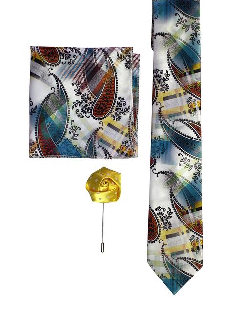 set of micro fiber tie, pocket square and lapel pin - 15968126 - Very Small Image - 1