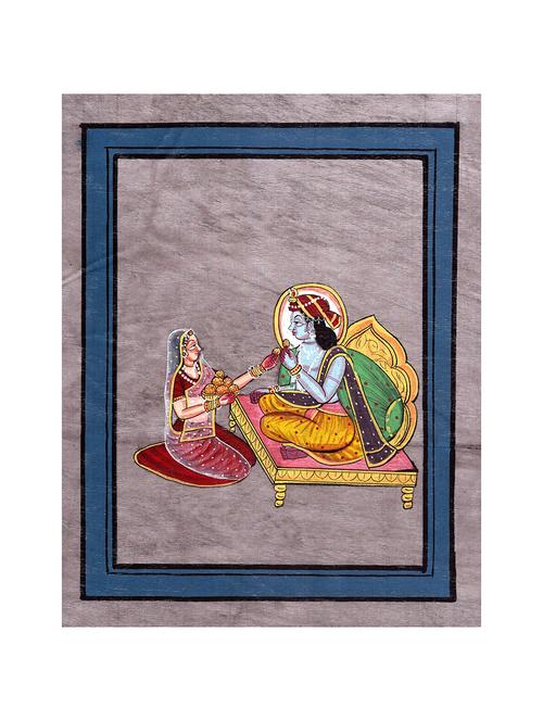 handmade-water-color-painting-lord-krishna-without-frame- (8.5 x 10.5 inch) - 15968269 - Very Small Image - 1