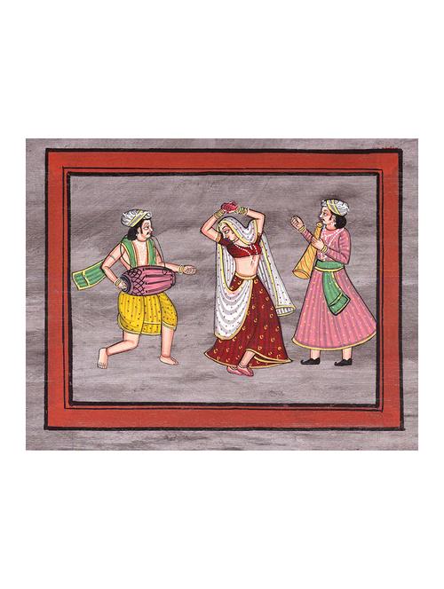 handmade-water-color-painting-tribal-dance-without-frame- (8.5 x 10.5 inch) - 15968273 - Very Small Image - 1
