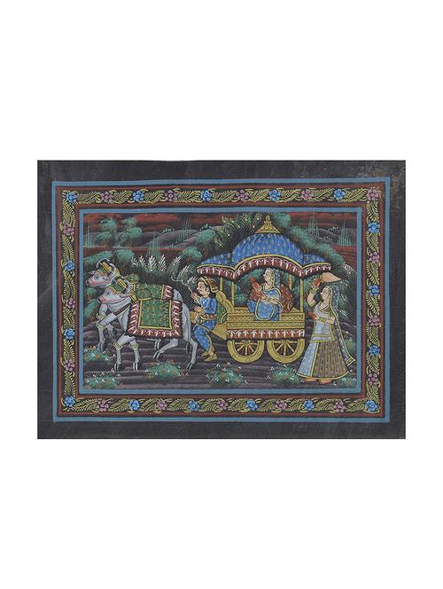 unique indian crafts bride in palki handmade painting (fabric)(10.6 x 13.6 inch) - 15968284 - Very Small Image - 1