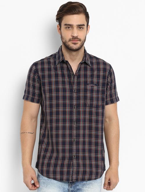 blue checkered casual shirt - 15968425 - Very Small Image - 1