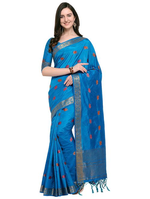 floral zari motif sky blue kanjivaram saree with blouse - 15968892 - Very Small Image - 1