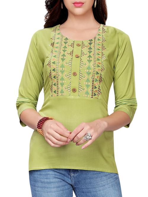 embroidered button detail top - 15968924 - Very Small Image - 1