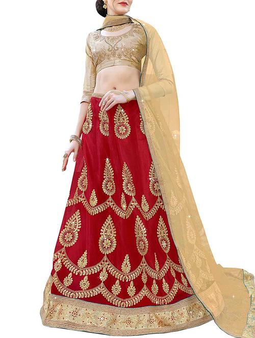 embroidered a-line lehenga - 15969218 - Very Small Image - 1