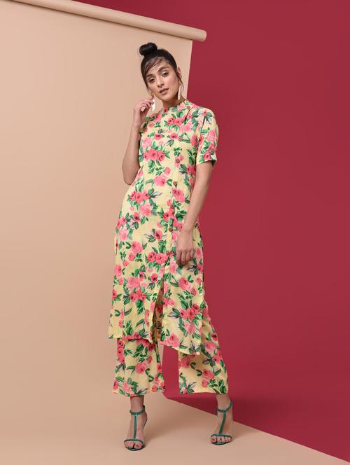 floral straight kurta pant set - 15969552 - Very Small Image - 1