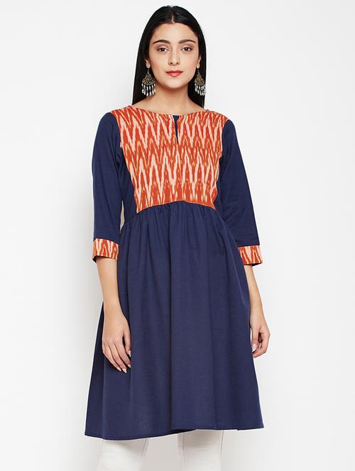 ikat flared kurti - 15969801 - Very Small Image - 1