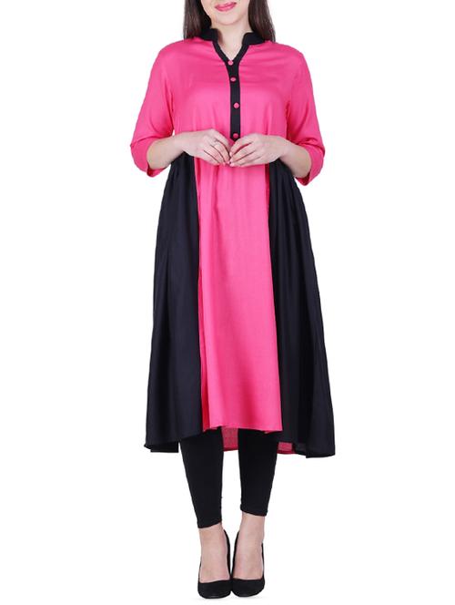 flared color block kurta - 15971953 - Very Small Image - 1