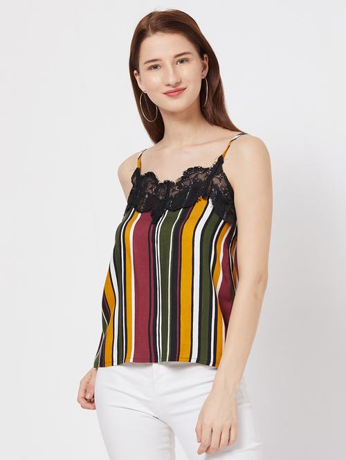 lace detail striped cami top - 15972425 - Very Small Image - 1