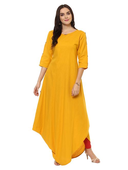asymmetric solid kaantha kurta - 15972435 - Very Small Image - 1