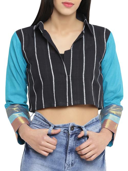 color block striped crop top - 15972464 - Very Small Image - 1