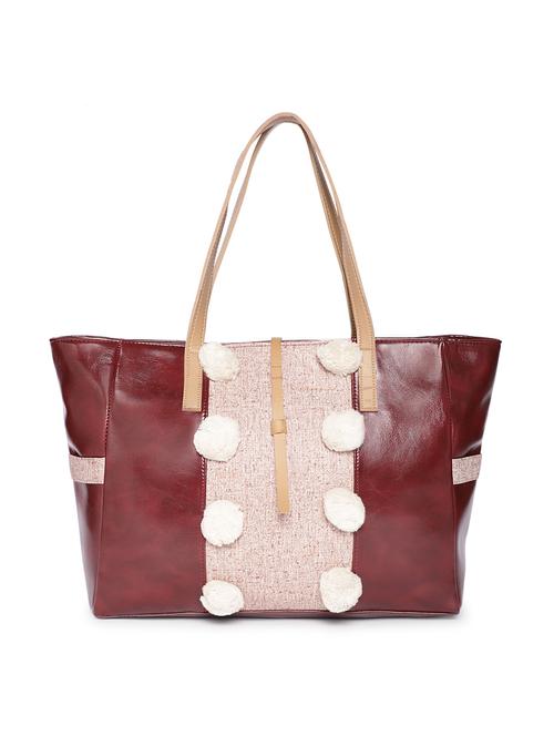 maroon leatherette (pu) regular tote - 15972864 - Very Small Image - 1