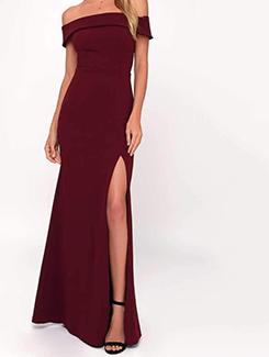 off shoulder high slit dress - 15973010 - Very Small Image - 1
