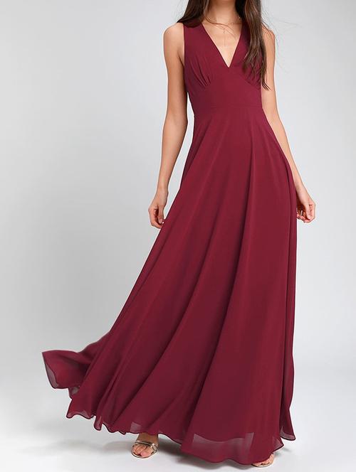 v-neck gather detail maxi dress - 15973140 - Very Small Image - 1
