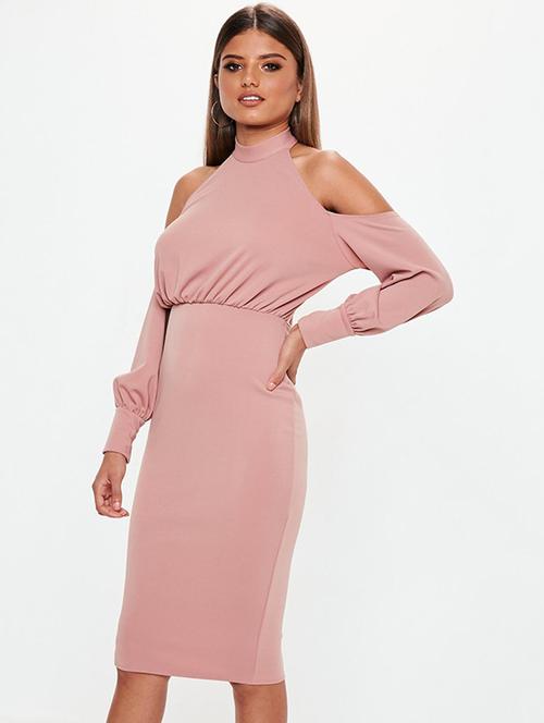 cold shoulder pencil dress - 15973143 - Very Small Image - 1