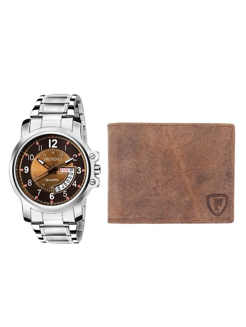 round dial analog watch and wallet combo - 15973254 - Very Small Image - 1