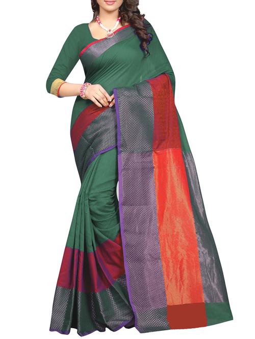 contrast zari border woven saree with blouse - 15973491 - Very Small Image - 1
