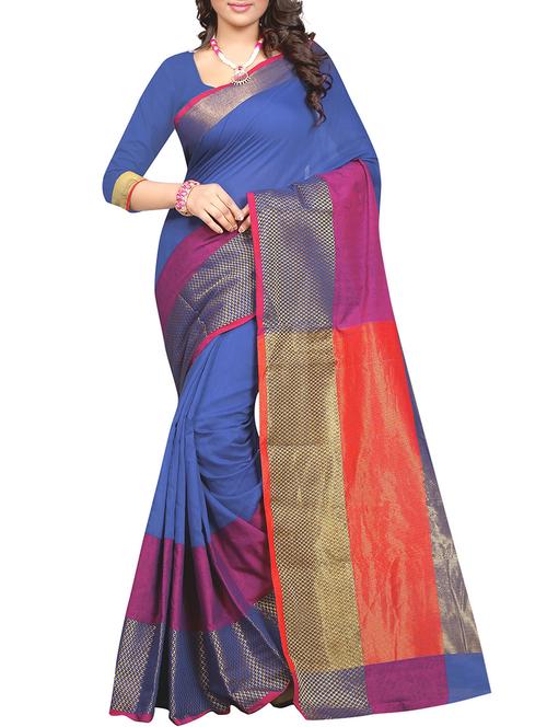 women's self design blue colored saree with blouse - 15973492 - Very Small Image - 1
