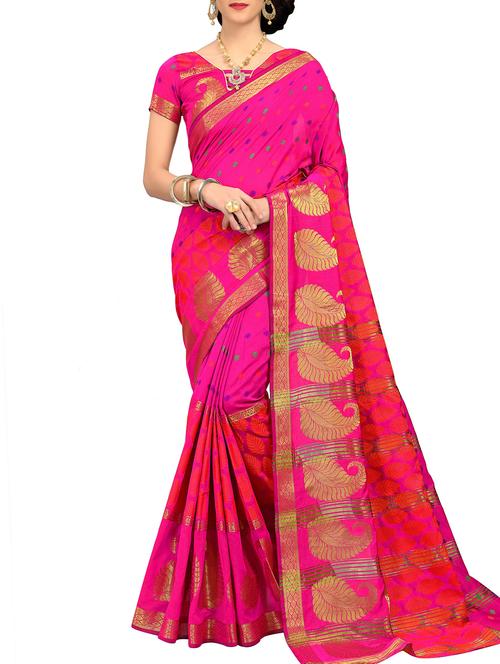 paisley zari motif woven saree with blouse - 15973496 - Very Small Image - 1