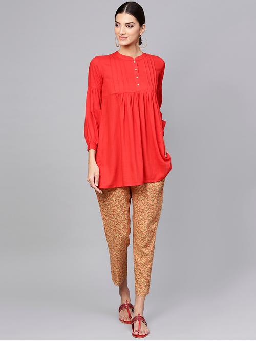 solid flared kurta with pant set - 15973529 - Very Small Image - 1