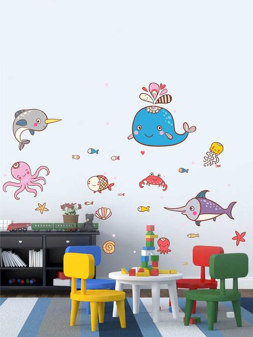 rawpockets wall decals ' underwater life sticker ' wall stickers (pvc vinyl) multicolour - 15973854 - Very Small Image - 1