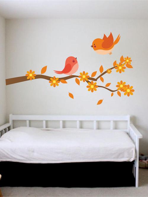 rawpockets wall decals ' love birds sticker ' wall stickers (pvc vinyl) multicolour - 15973857 - Very Small Image - 1