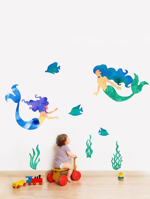 rawpockets wall decals ' mermaid ' wall stickers (pvc vinyl) multicolour - 15973863 - Very Small Image - 1