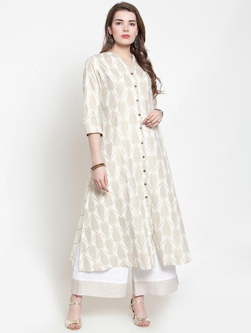 foil printed buttoned kurta with palazzo set - 15973915 - Very Small Image - 1