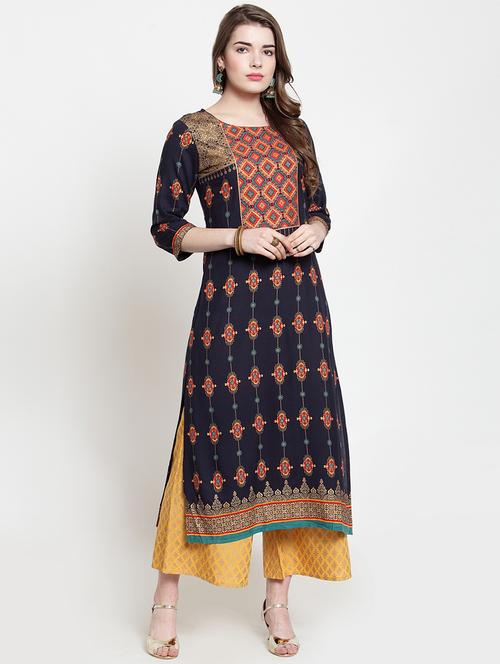 foil printed kurta with palazzo set - 15973931 - Very Small Image - 1