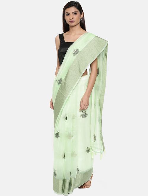 embroidered banarasi saree - 15974166 - Very Small Image - 1