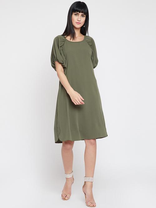 puff sleeved a-line dress - 15974594 - Very Small Image - 1