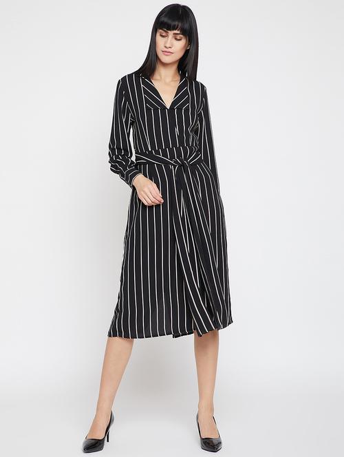 tie front striped a-line dress - 15974599 - Very Small Image - 1